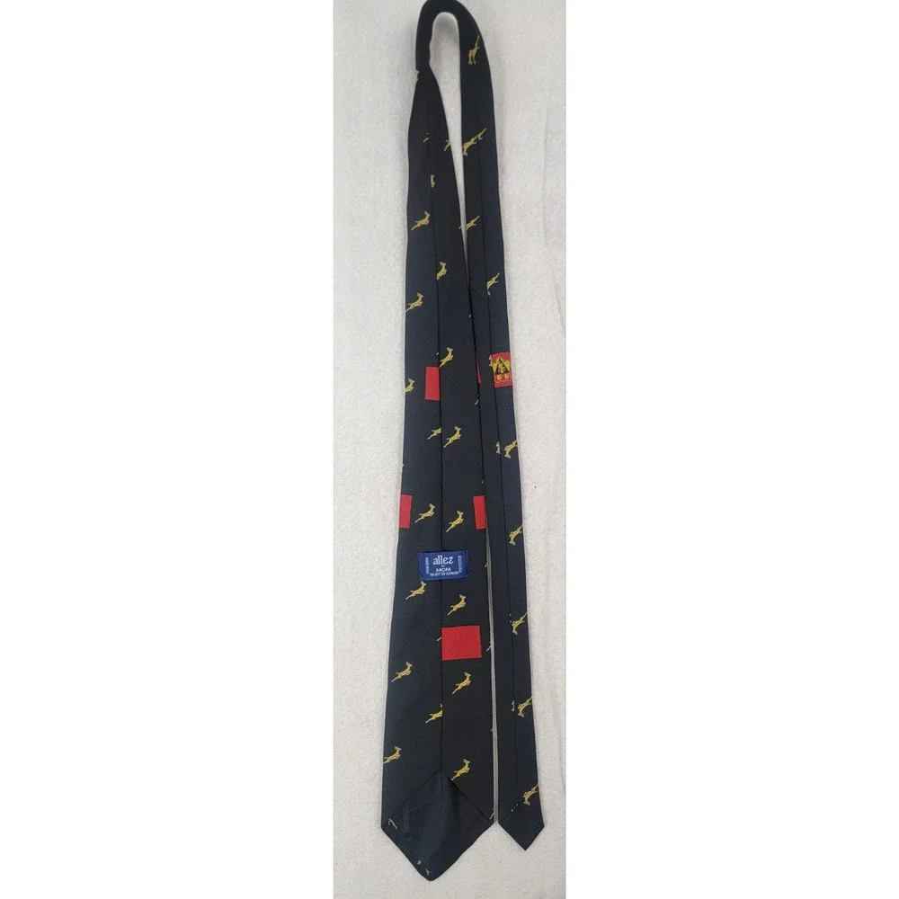 Vintage Allez 90s Antelope Novelty Tie Black Yellow Animal Print